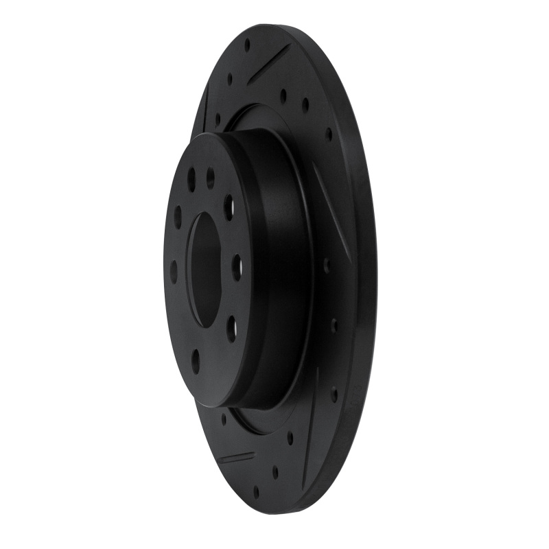Cadillac BLS Brake Rotor (1) - Rear Left - R1 Concepts - Drilled & Slotted - Black - `03-`11